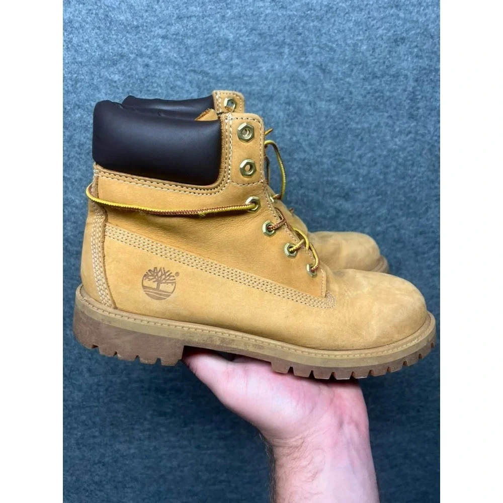 Timberland 12909 6 Inch Premium Waterproof Boots Wheat Nubuck Youth 6.5M